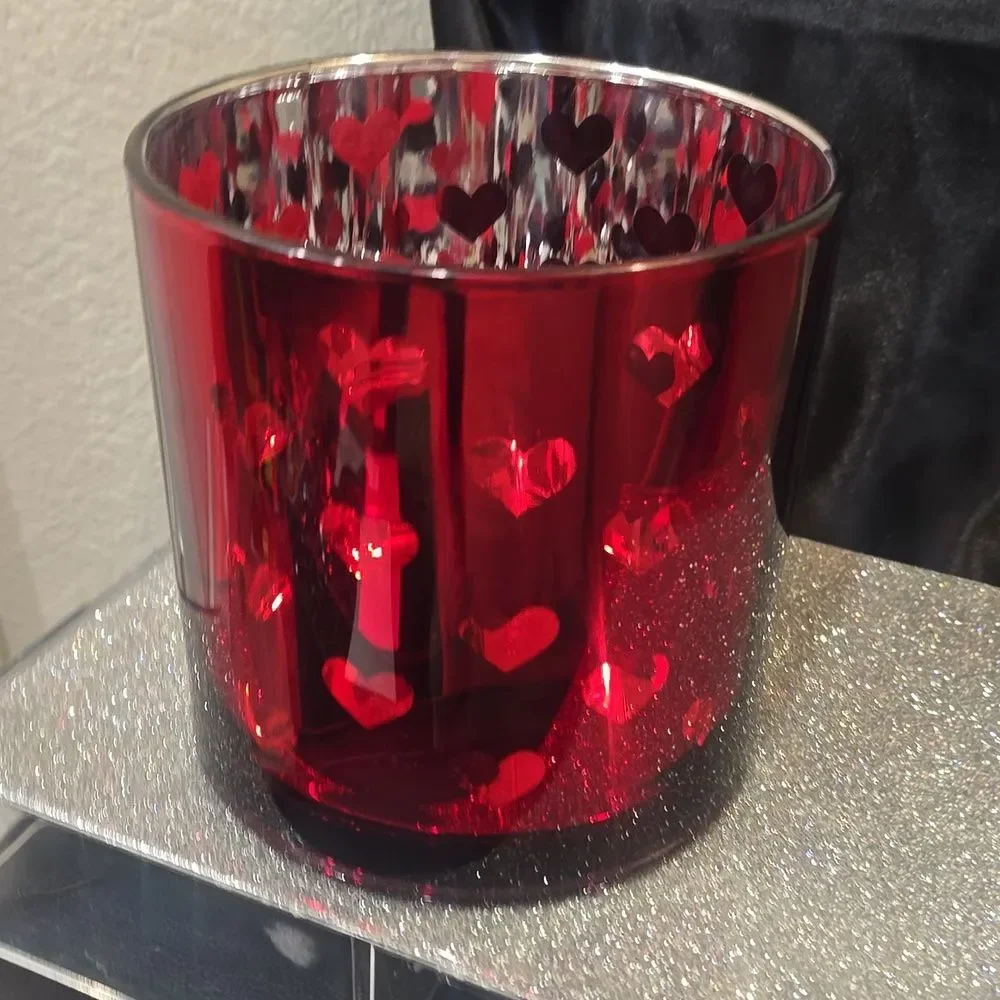 Homesake Transparent Heart Design Decorative Glass‎ Candle Holder/Storage